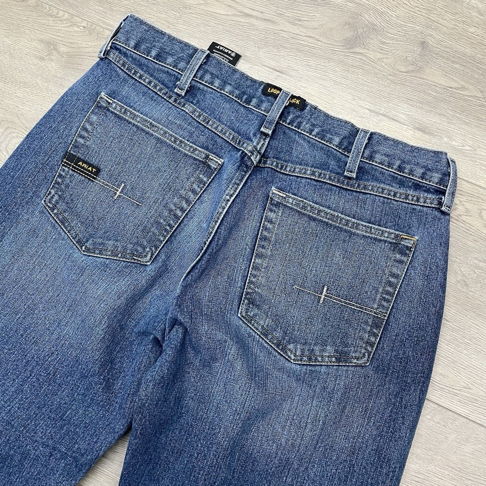 Ariat Men's Rebar M4 Relaxed Bootcut Blue Jeans Sz 33x32 Workwear Country